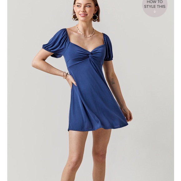 Izra Front Knot Mini Dress color navy - Picture 4 of 6